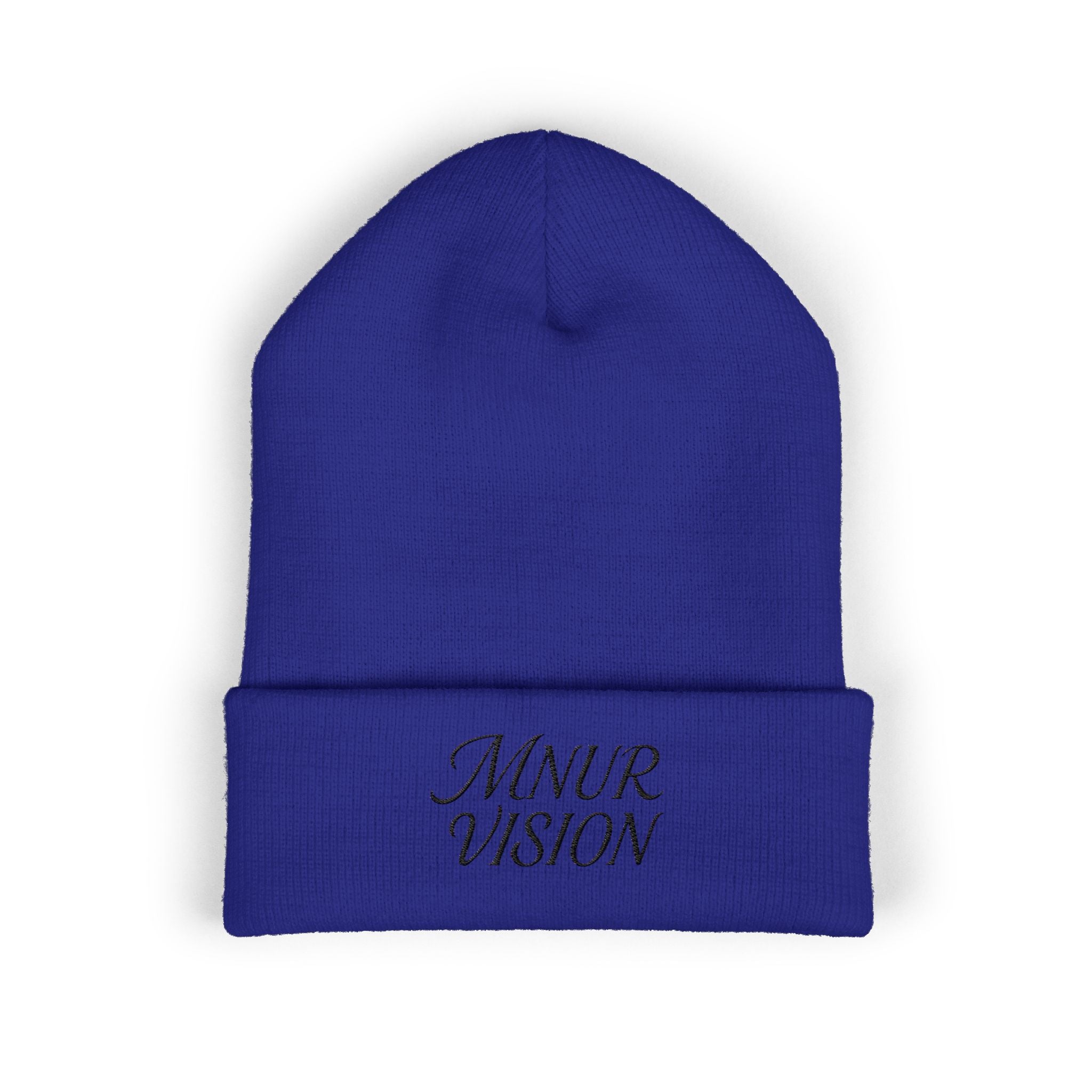 Bonnet Classique à Revers – MNUR VISION Accessoire d’hiver brodé, stylé et spirituel – Unisexe, intemporel, idéal pour offrir
