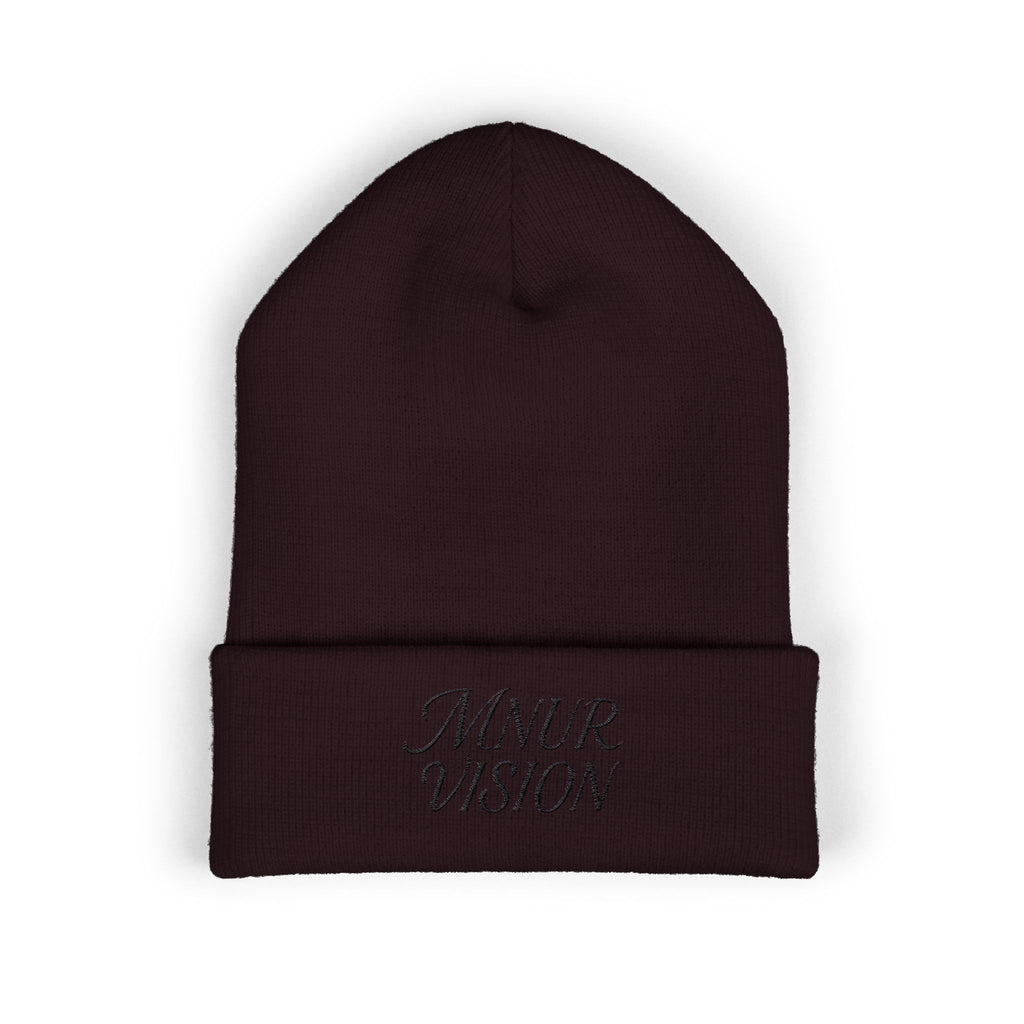 Bonnet Classique à Revers – MNUR VISION Accessoire d’hiver brodé, stylé et spirituel – Unisexe, intemporel, idéal pour offrir