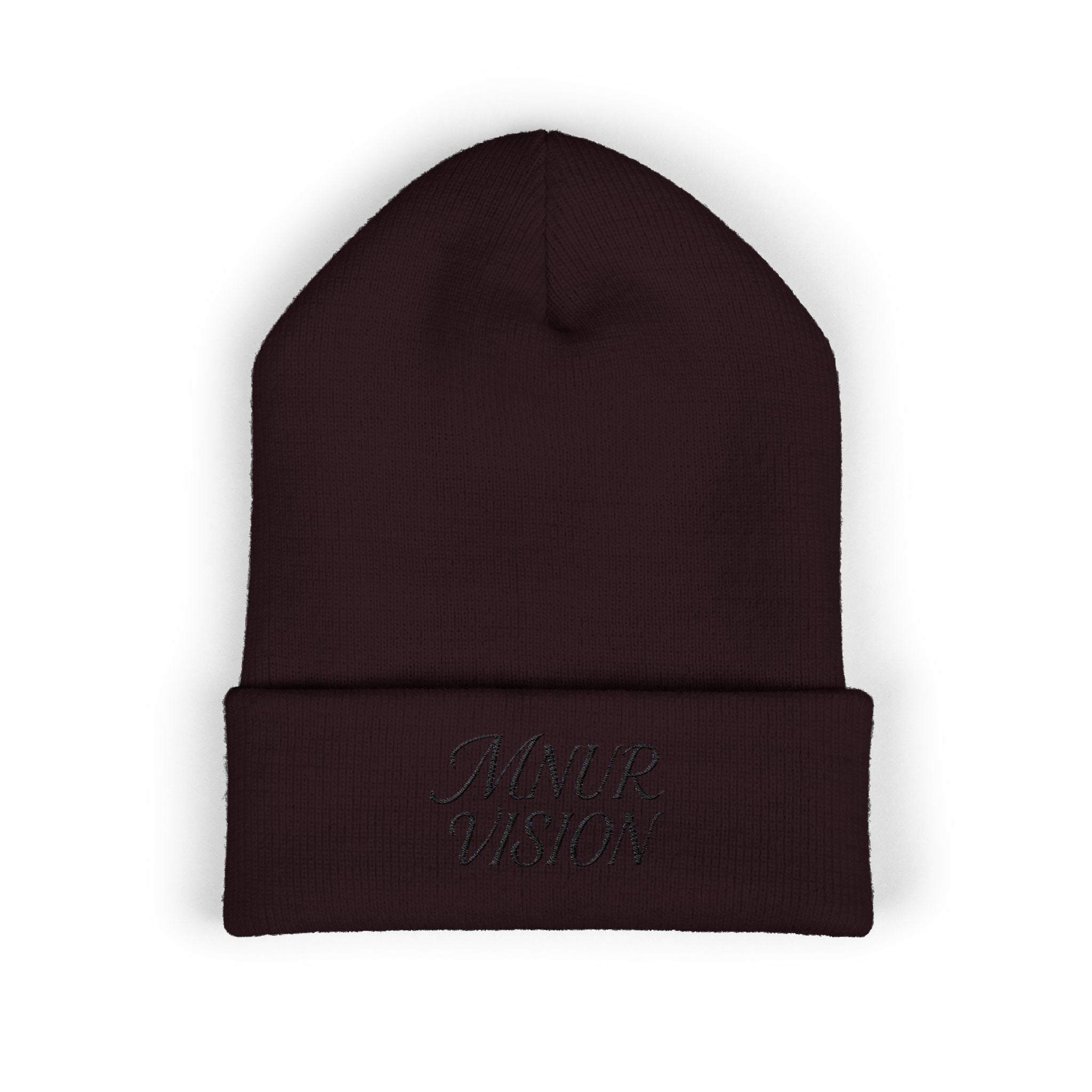 Bonnet Classique à Revers – MNUR VISION Accessoire d’hiver brodé, stylé et spirituel – Unisexe, intemporel, idéal pour offrir