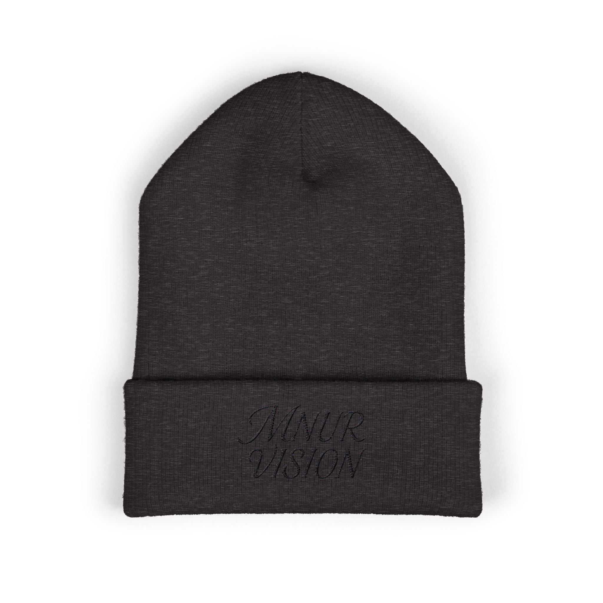 Bonnet Classique à Revers – MNUR VISION Accessoire d’hiver brodé, stylé et spirituel – Unisexe, intemporel, idéal pour offrir