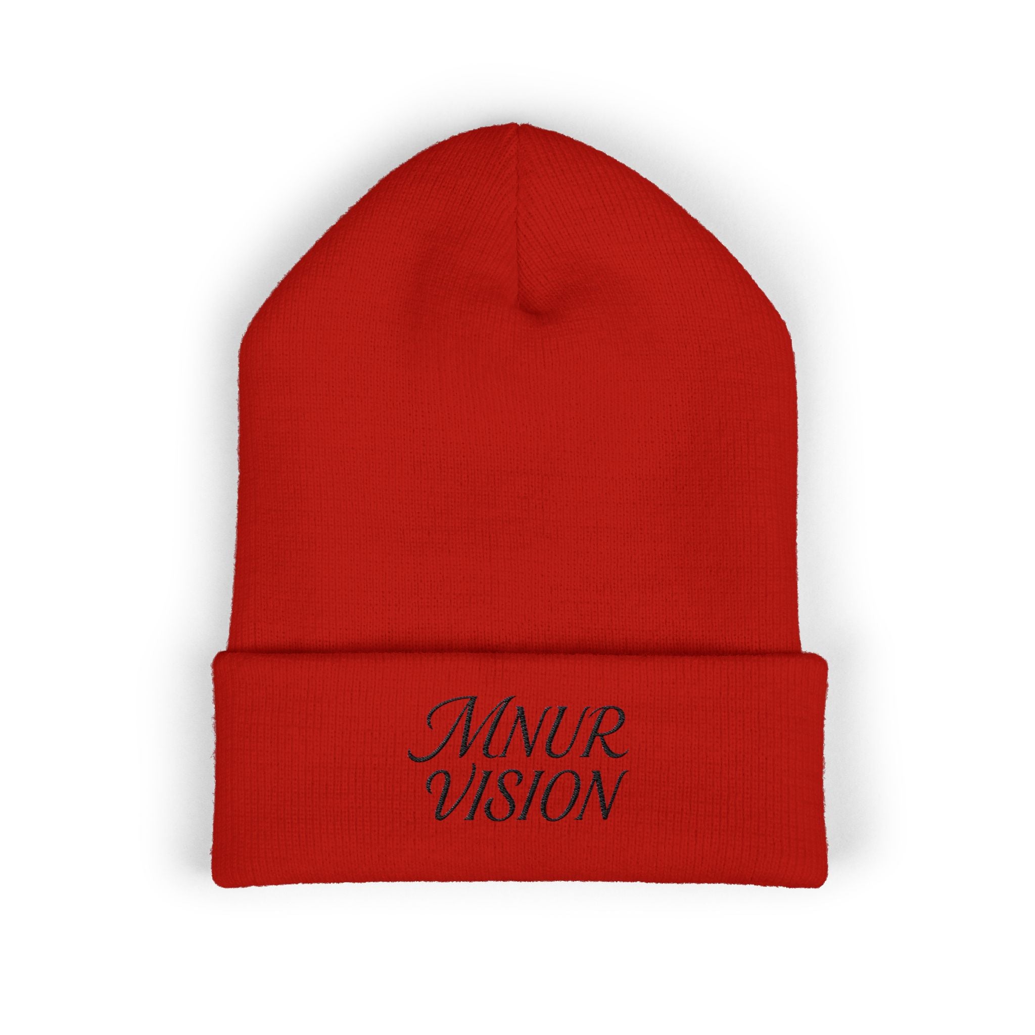 Bonnet Classique à Revers – MNUR VISION Accessoire d’hiver brodé, stylé et spirituel – Unisexe, intemporel, idéal pour offrir