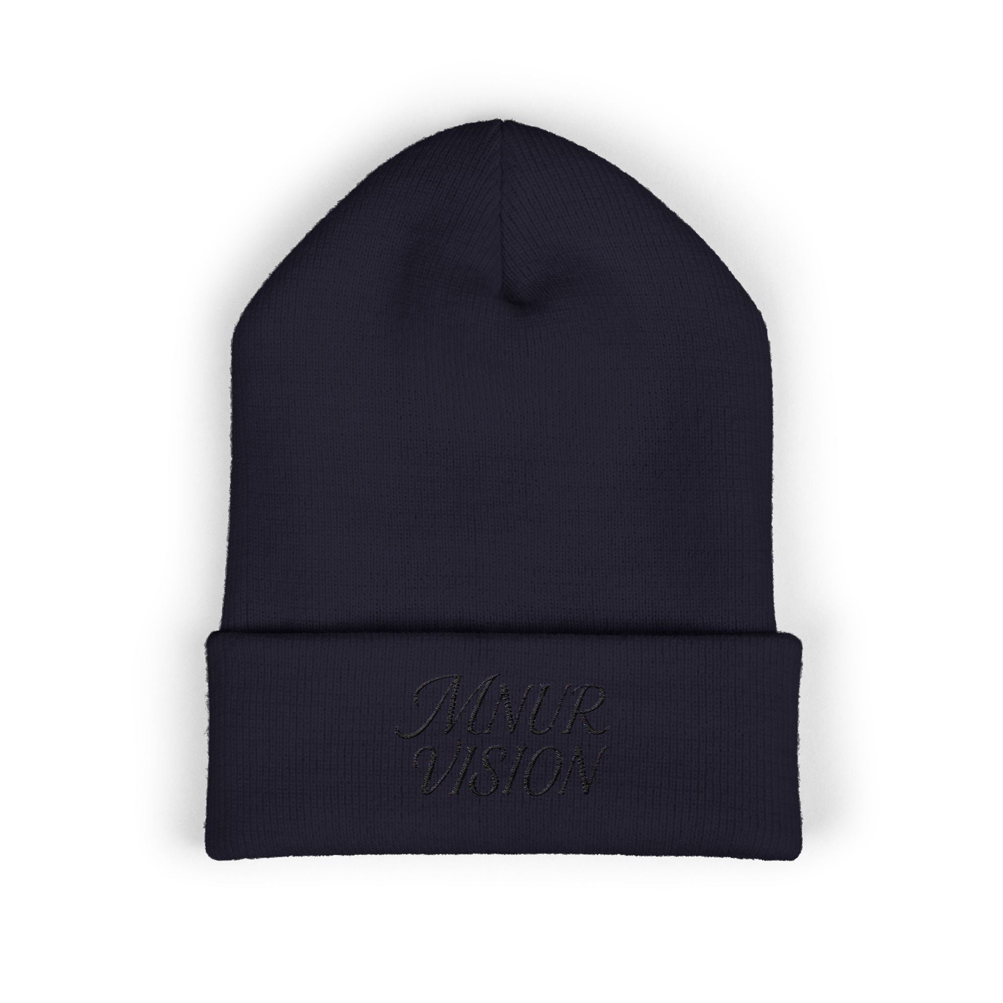 Bonnet Classique à Revers – MNUR VISION Accessoire d’hiver brodé, stylé et spirituel – Unisexe, intemporel, idéal pour offrir