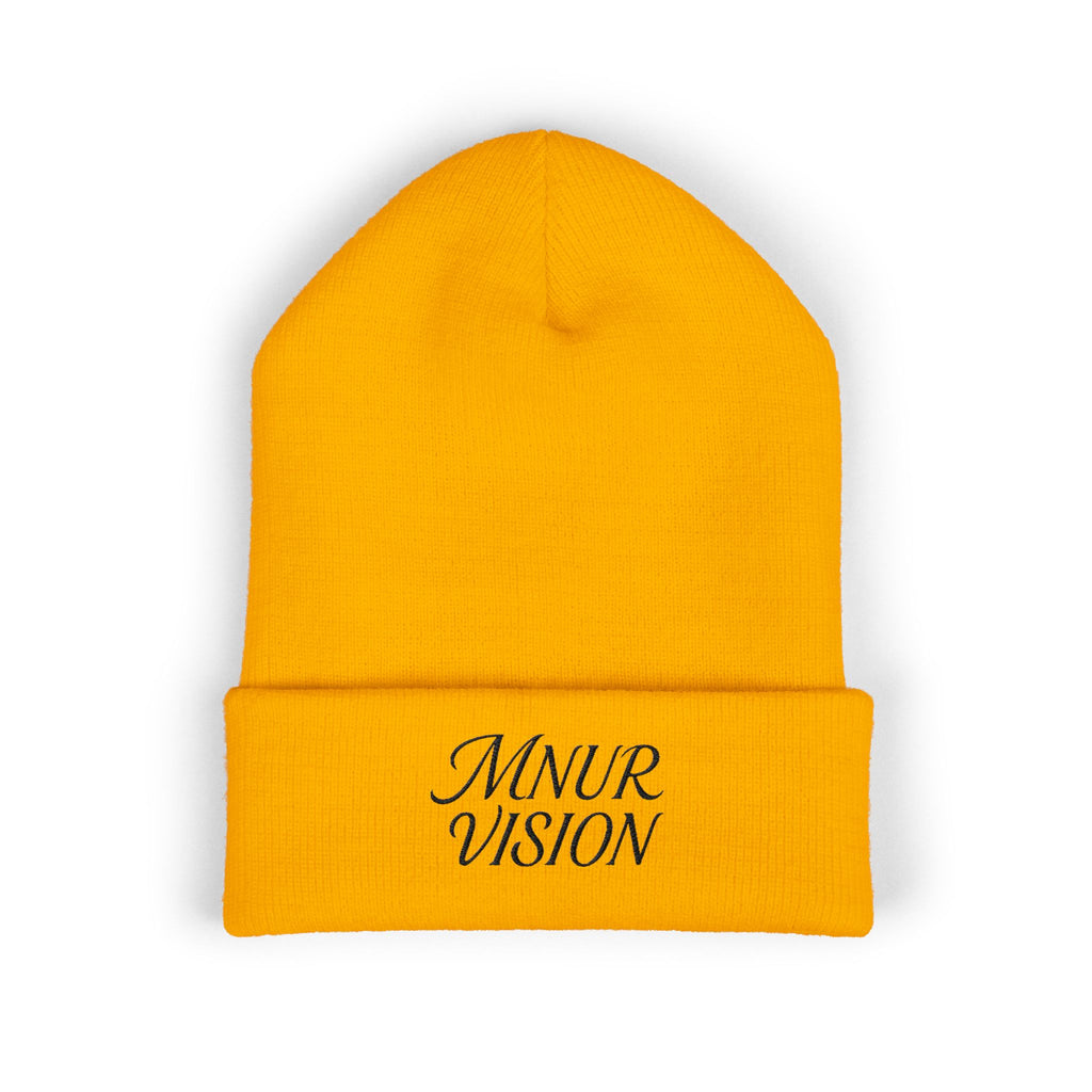 Bonnet Classique à Revers – MNUR VISION Accessoire d’hiver brodé, stylé et spirituel – Unisexe, intemporel, idéal pour offrir