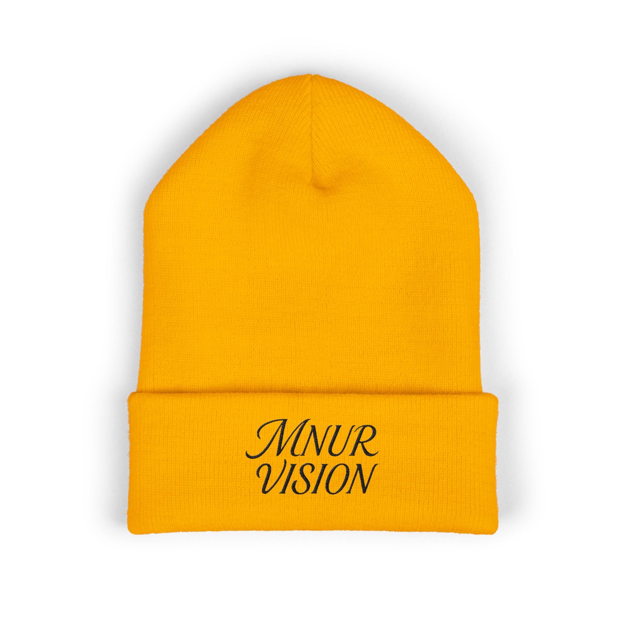 Bonnet Classique à Revers – MNUR VISION Accessoire d’hiver brodé, stylé et spirituel – Unisexe, intemporel, idéal pour offrir