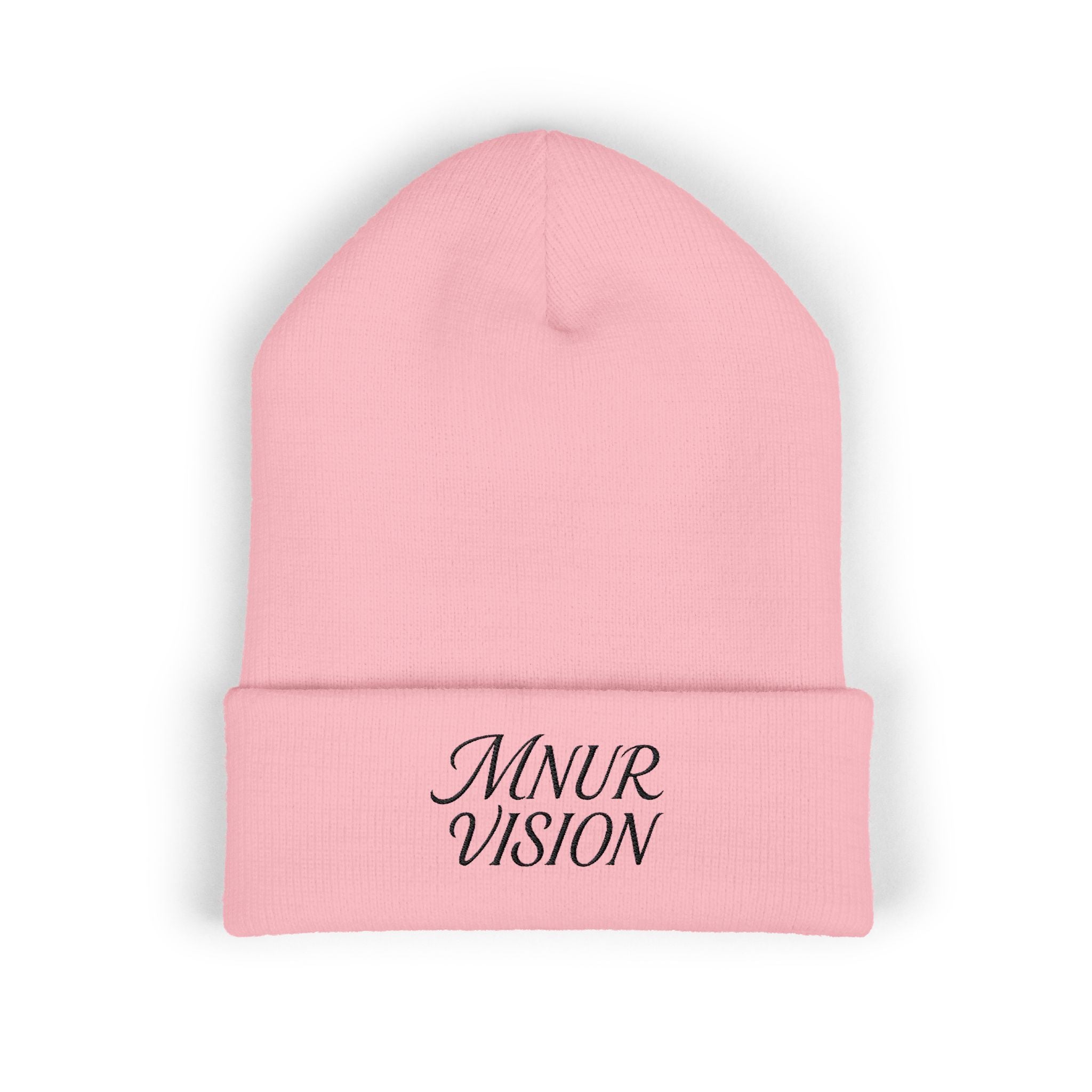 Bonnet Classique à Revers – MNUR VISION Accessoire d’hiver brodé, stylé et spirituel – Unisexe, intemporel, idéal pour offrir