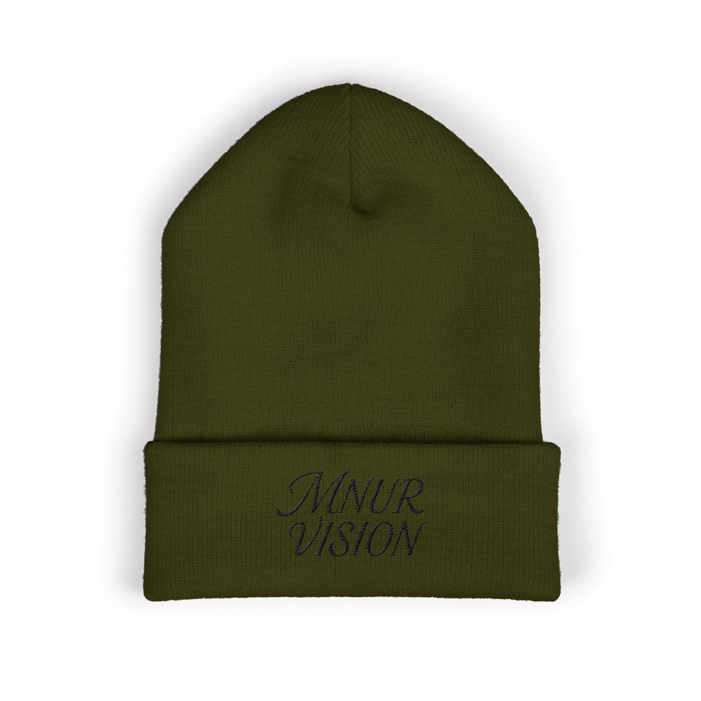 Bonnet Classique à Revers – MNUR VISION Accessoire d’hiver brodé, stylé et spirituel – Unisexe, intemporel, idéal pour offrir