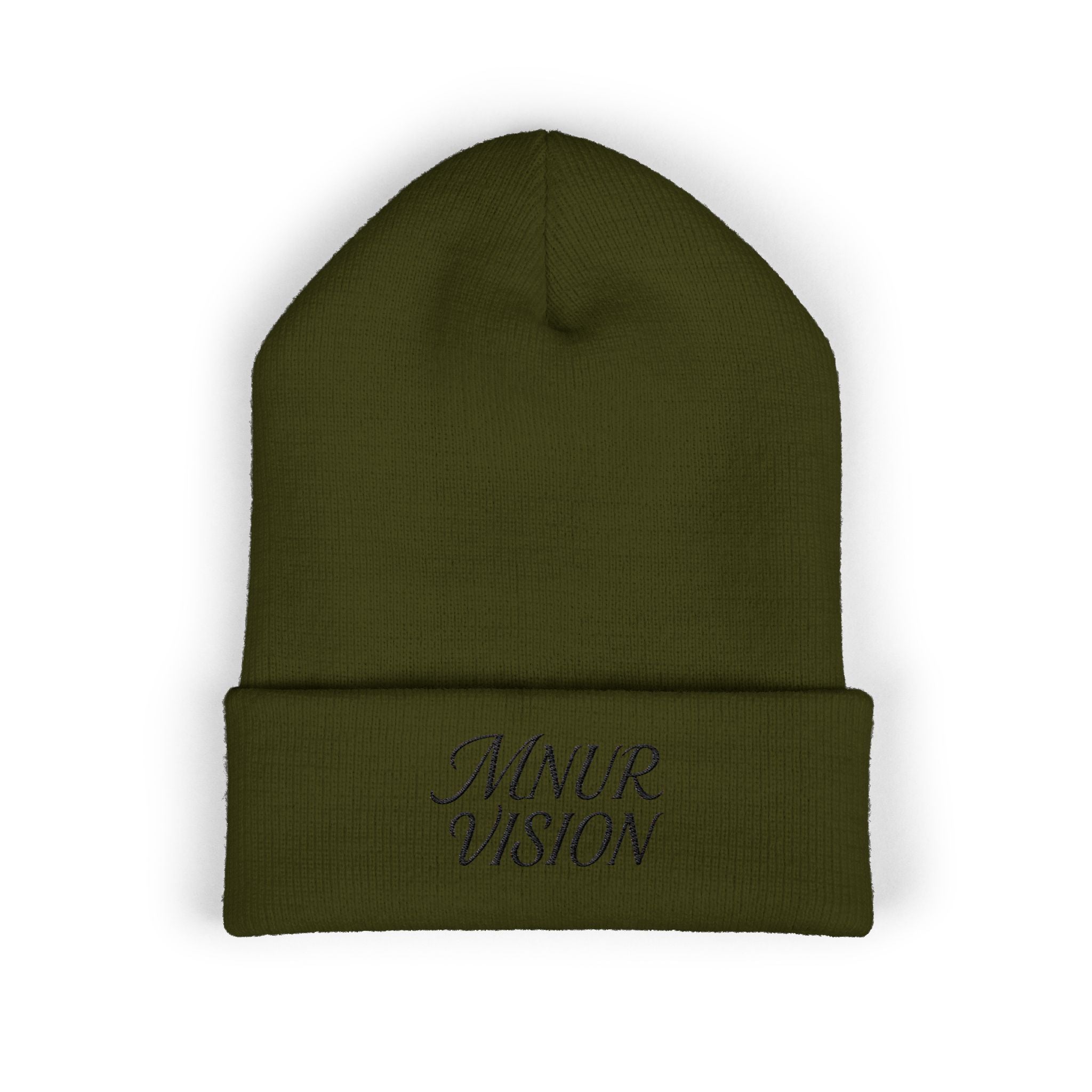 Bonnet Classique à Revers – MNUR VISION Accessoire d’hiver brodé, stylé et spirituel – Unisexe, intemporel, idéal pour offrir