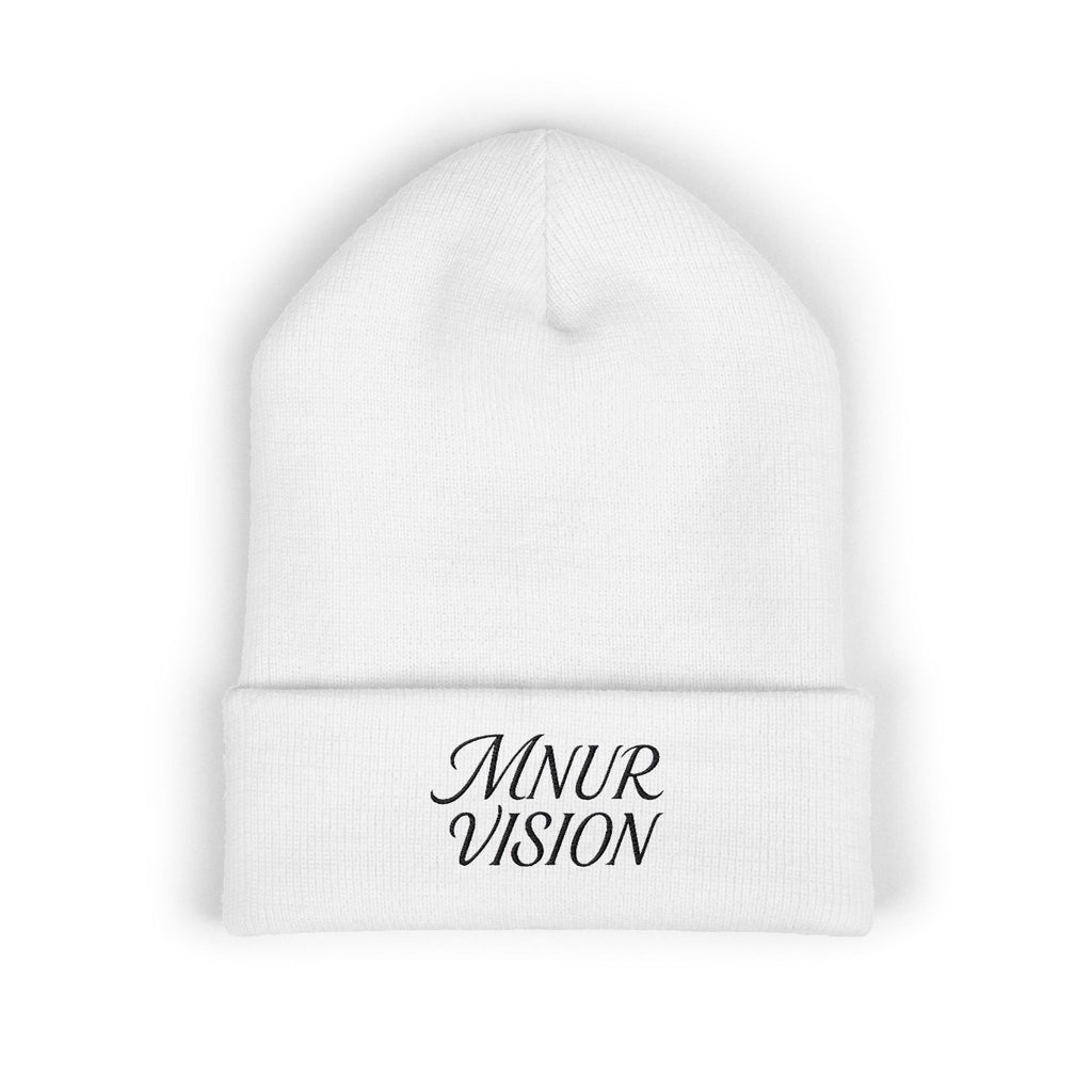 Bonnet Classique à Revers – MNUR VISION Accessoire d’hiver brodé, stylé et spirituel – Unisexe, intemporel, idéal pour offrir