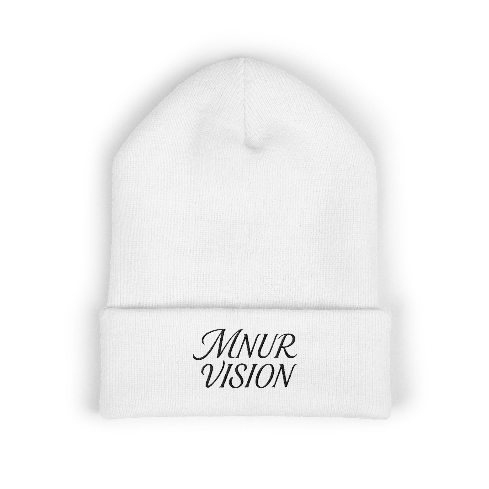 Bonnet Classique à Revers – MNUR VISION Accessoire d’hiver brodé, stylé et spirituel – Unisexe, intemporel, idéal pour offrir